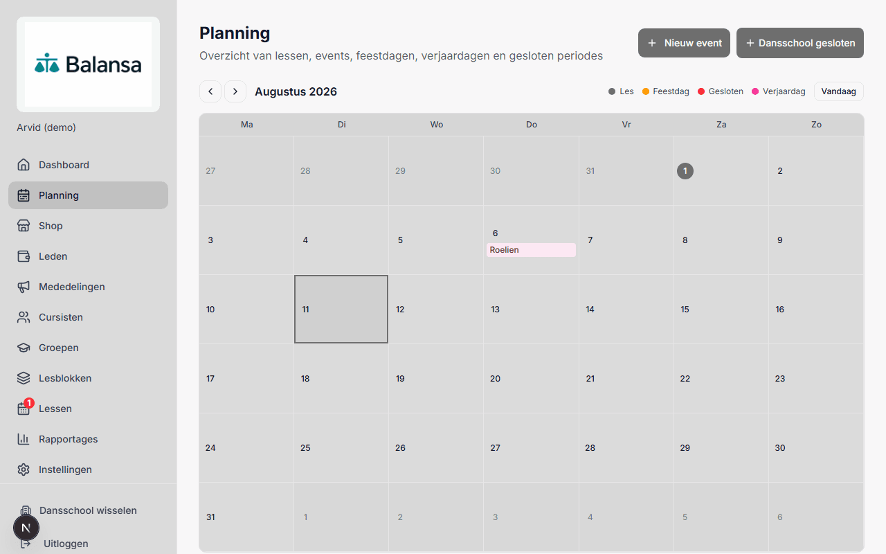 Dagoverzicht in de planning