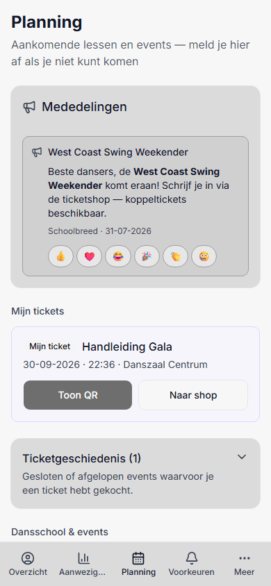 Cursistportaal: planning